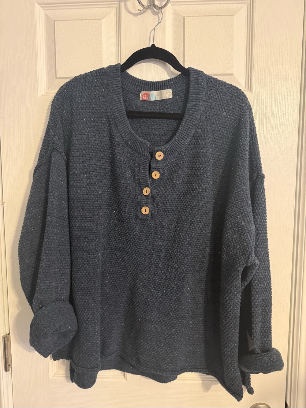Free People Beach Hallie Matching Set Navy Blue Knit Two-Piece Loungewear Set - Picture 5 of 6